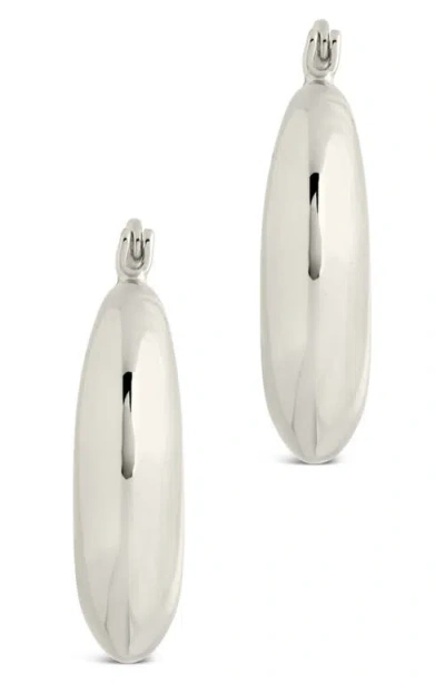 Sterling Forever Kylie Chunky Tube Hoop Earrings In Metallic