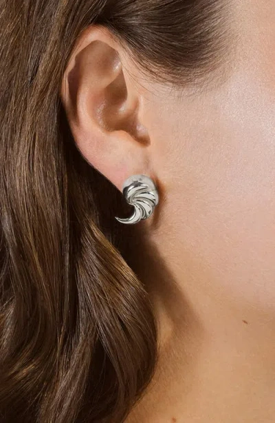 Sterling Forever French Horn Stud Earrings In Metallic