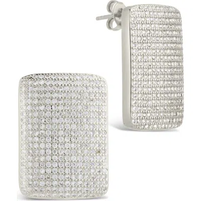 Sterling Forever Beignet Cubic Zirconia Stud Earrings In Silver