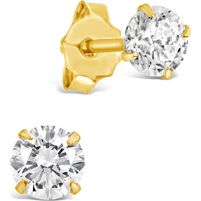 Sterling Forever Round Cubic Zirconia Stud Earrings In Gold