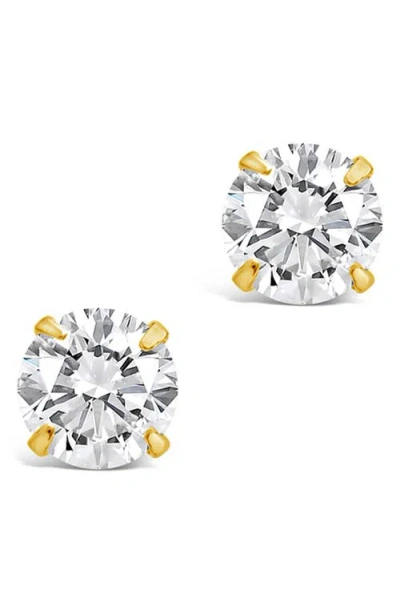 Sterling Forever Round Cubic Zirconia Stud Earrings In Gold