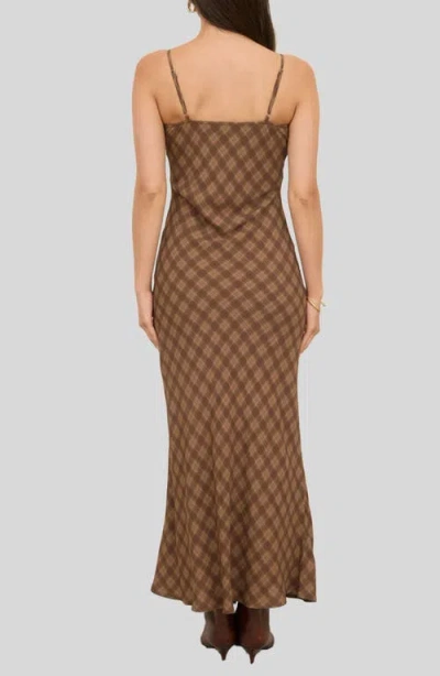 Blu Pepper Bias Cut Plaid Midi Dress In Multi