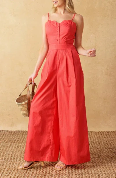 Flying Tomato Solid Wide Leg Jumpsuit In Orange
