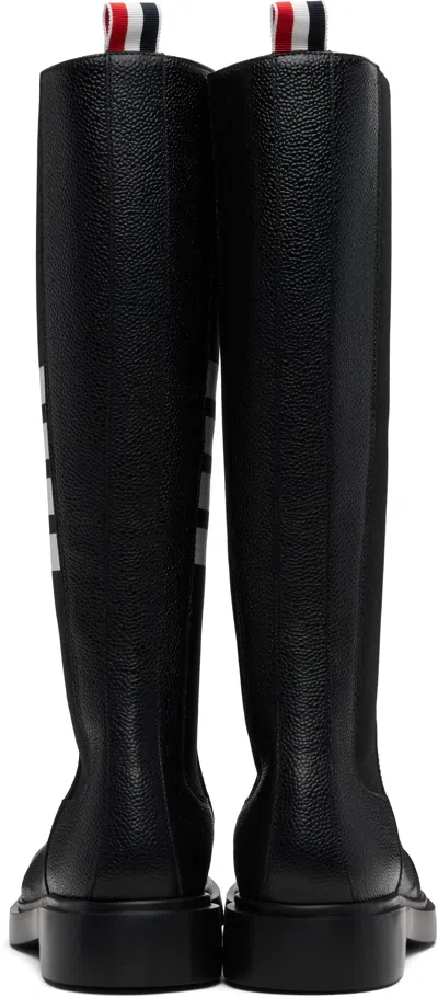 Thom Browne Leather Chelsea Boots With Elastic Side Panels In Black