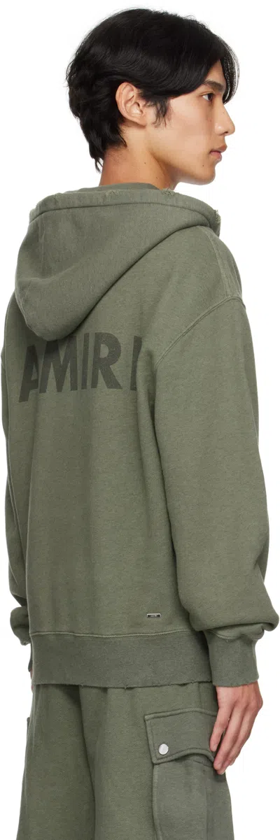 Amiri Cotton Sweatshirt Hooded Kangaroo Pocket In Green