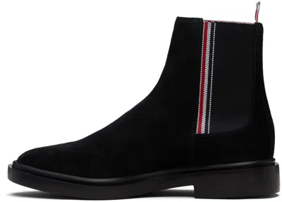 Thom Browne Elastic-panel Suede Boots In Black