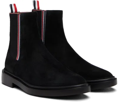 Thom Browne Elastic-panel Suede Boots In Black