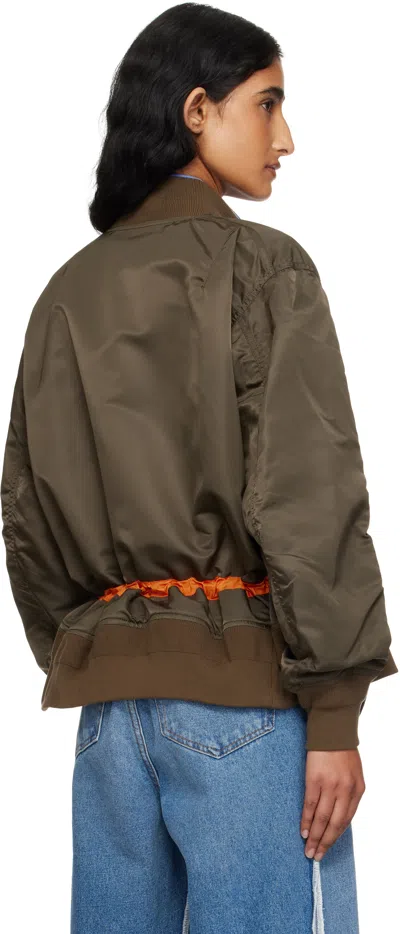 Sacai Khaki Nylon Twill Blouson Bomber Jacket In Brown