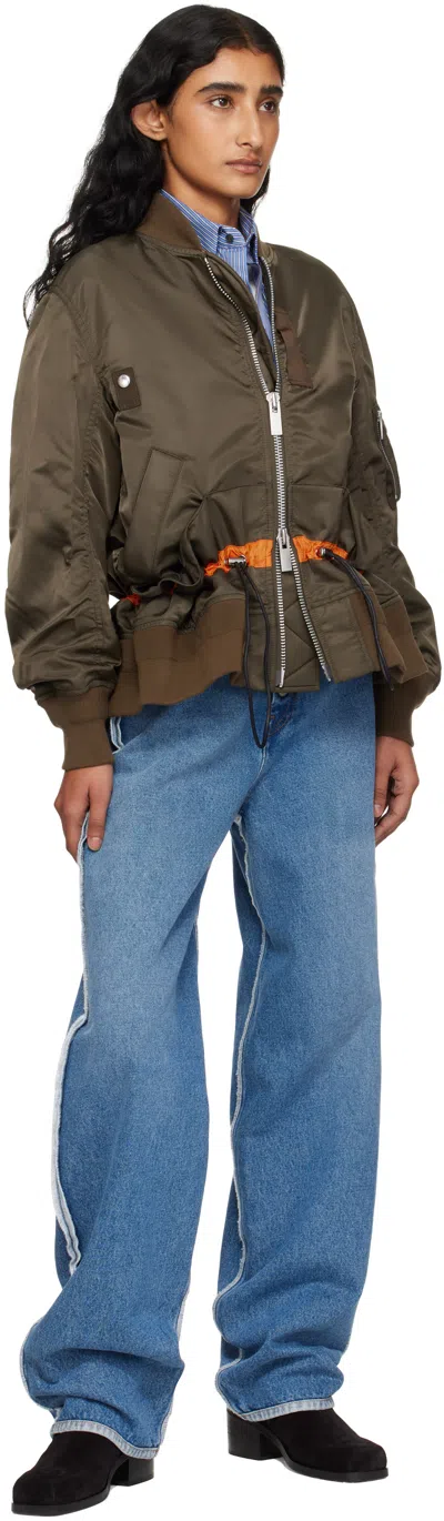 Sacai Khaki Nylon Twill Blouson Bomber Jacket In Brown