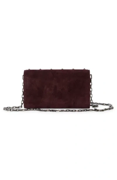 Christian Louboutin Paloma Clutch Bag In Suede With Loubinthesky Spikes In Burgundy