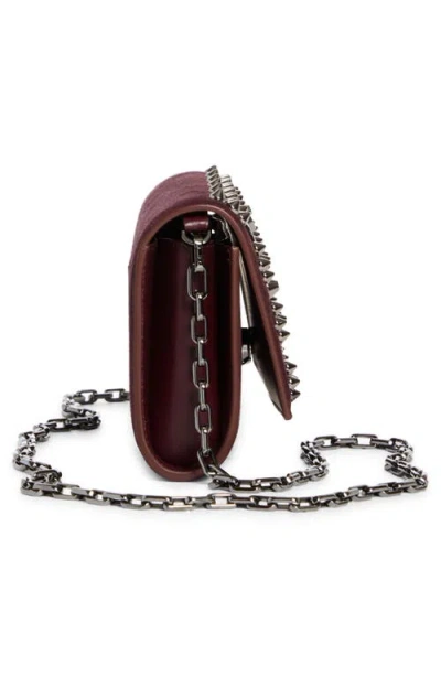 Christian Louboutin Paloma Clutch Bag In Suede With Loubinthesky Spikes In Burgundy