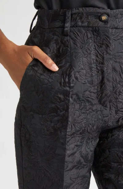 Dolce & Gabbana Floral Jacquard Pants In Black