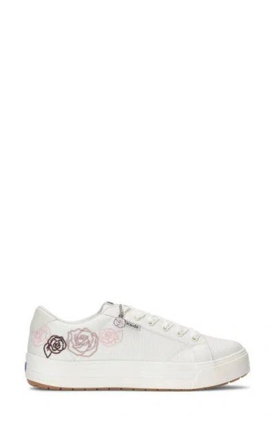 Keds Women's Park Canvas Rose Embroidery Lace Up Canvas Sneakers In Multi