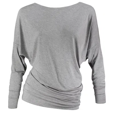 Me&thee Women's Fancy Free Grey Marl Bamboo A-symmetric Jersey Top In Gray