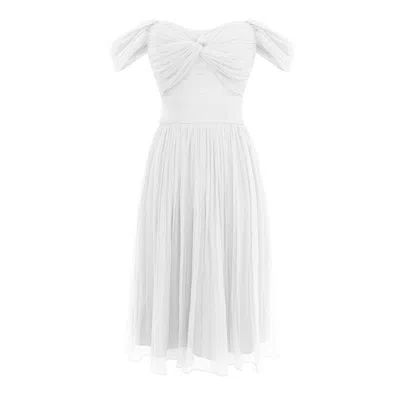 Framboise Women's White Khalesi Short Elegant Silk Dress In White