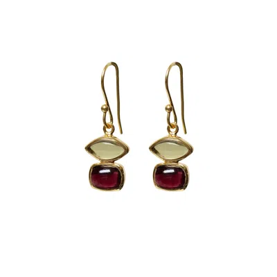 Mirabelle Jewellery Women's Gold / Brown / Orange Beryl Lemon Quartz And Garnet Vermeil Earrings