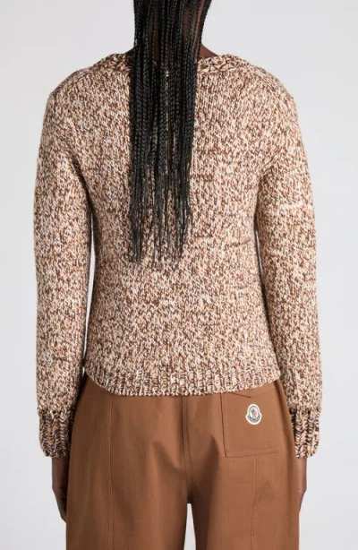 Moncler Marled Wool Crewneck Sweater In Brown