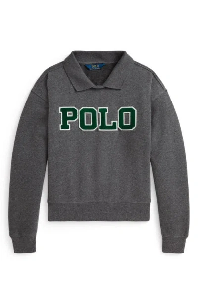 Polo Ralph Lauren Ralph Lauren Logo Fleece Polo Sweatshirt In Gray