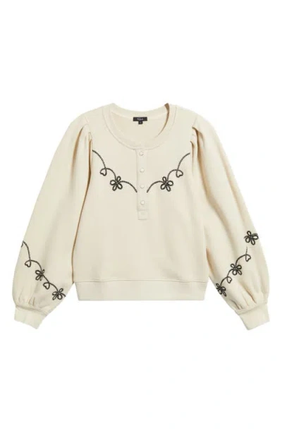 Rails Hanne Embroidered Half-placket Sweatshirt In Neutral