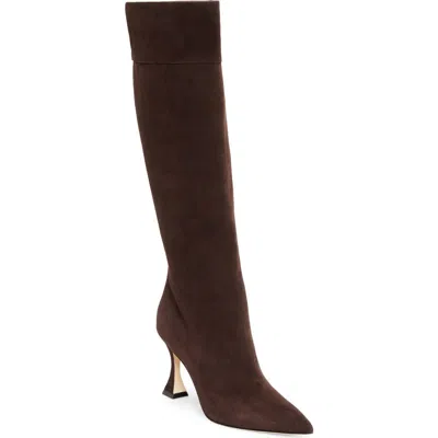 Manolo Blahnik Miralone Pointed Toe Tall Boot In Brown