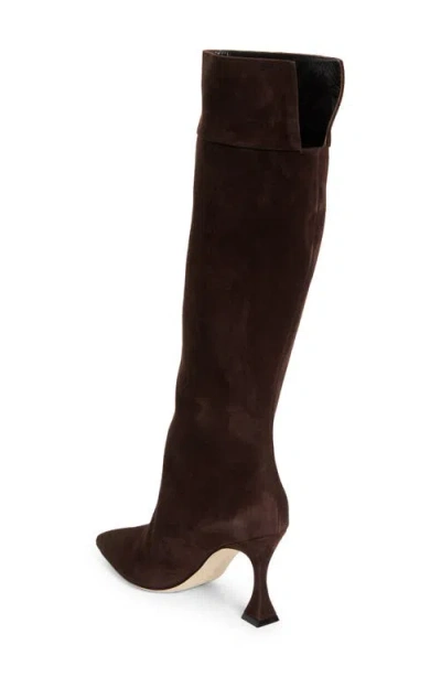 Manolo Blahnik Miralone Pointed Toe Tall Boot In Brown