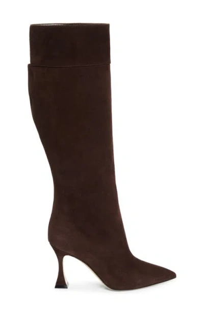 Manolo Blahnik Miralone Pointed Toe Tall Boot In Brown