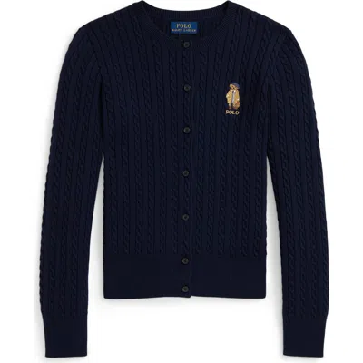 Polo Ralph Lauren Ralph Lauren Polo Bear Mini-cable Cotton Cardigan In Black