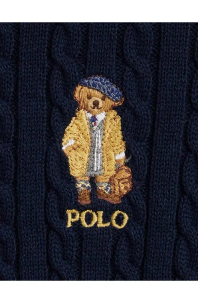 Polo Ralph Lauren Ralph Lauren Polo Bear Mini-cable Cotton Cardigan In Black