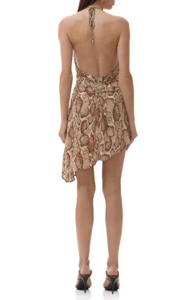 Afrm Sabrina Halter V-neck Mini Dress In Multi