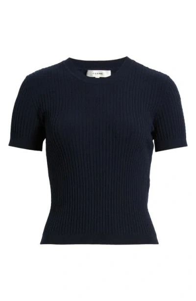 Frame The Fine Cable Knit Top In Blue