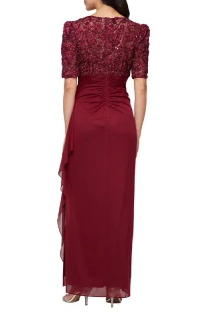 Alex Evenings Petite Empire Waist Dress In Burgundy