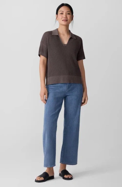 Eileen Fisher High Rise Straight Ankle Jeans In Blue