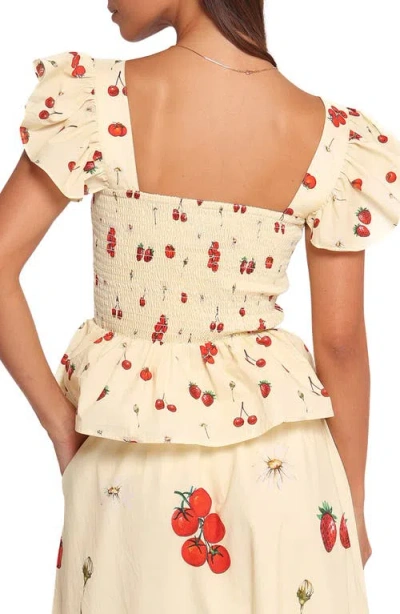 Petal And Pup Petal & Pup Remira Smocked Ruffle Top In Neutral