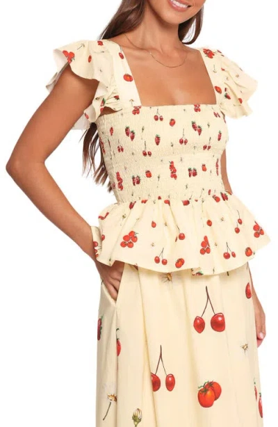 Petal And Pup Petal & Pup Remira Smocked Ruffle Top In Neutral