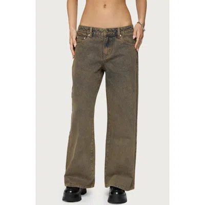 Edikted Zahra Mud Wash Low Rise Jeans In Green