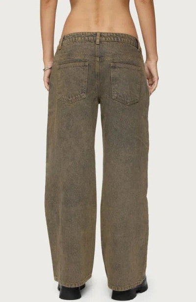 Edikted Zahra Mud Wash Low Rise Jeans In Green