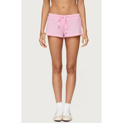 Edikted Teddy Waffle Knit Drawstring Shorts In Pink