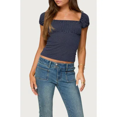 Edikted Stefania Polka Dot Top In Blue