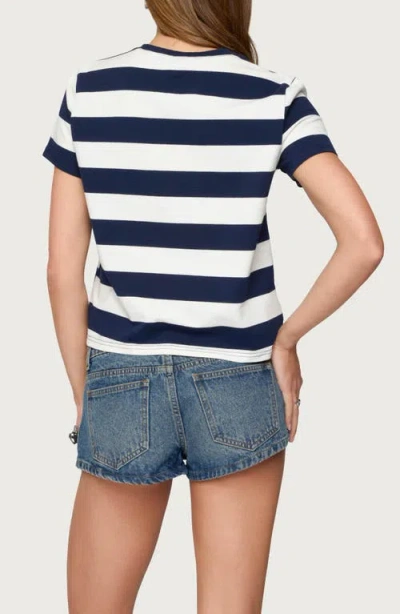 Edikted Valetta Stripe Stretch Cotton T-shirt In Blue