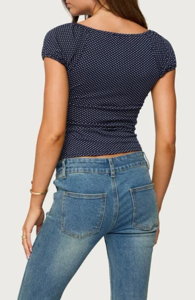 Edikted Stefania Polka Dot Top In Blue