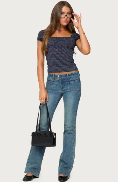 Edikted Stefania Polka Dot Top In Blue