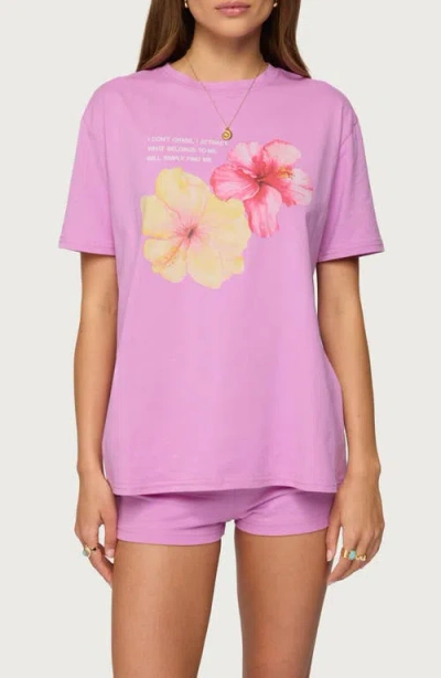 Edikted Fleur Hibiscus Graphic T-shirt In Pink