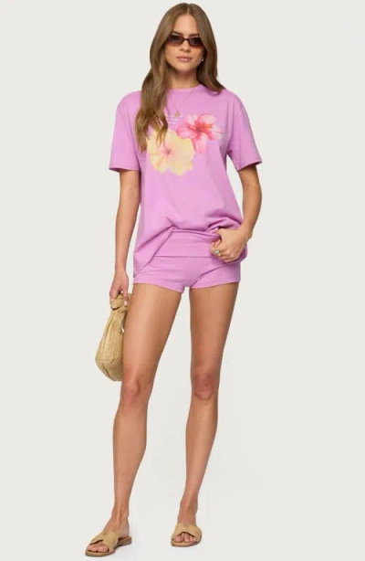 Edikted Fleur Hibiscus Graphic T-shirt In Pink
