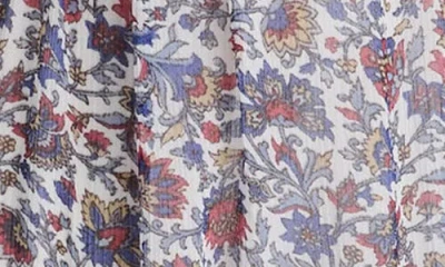 Madewell Smocked Split Crewneck Top In Multi