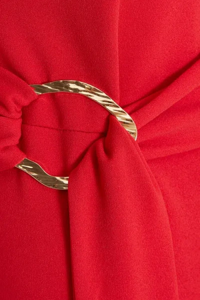 Quiz Scuba Crepe Jumpsuit With Gold Buckle In Red