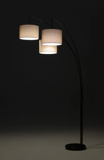 Brightech Trilage 84" Adjustable Tall Led Floor Lamp With 3 Fabric Drum Shades, Bulbs Included In White