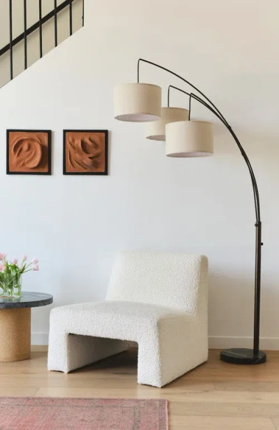 Brightech Trilage 84" Adjustable Tall Led Floor Lamp With 3 Fabric Drum Shades, Bulbs Included In White