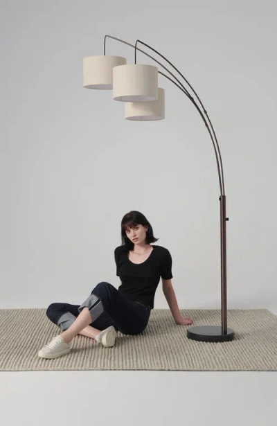 Brightech Trilage 84" Adjustable Tall Led Floor Lamp With 3 Fabric Drum Shades, Bulbs Included In White