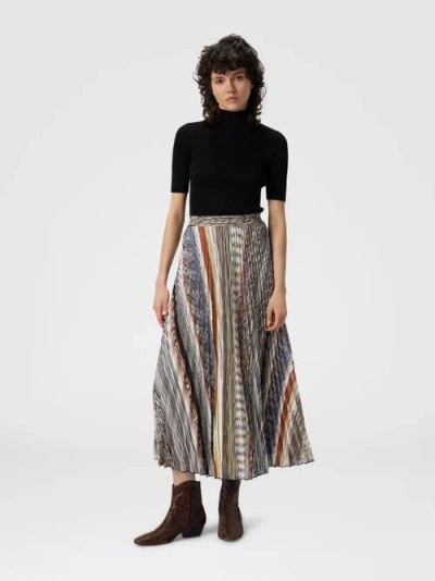 Missoni Womens Multicolor Tones Pleated Graphic-pattern Knit Midi Skirt