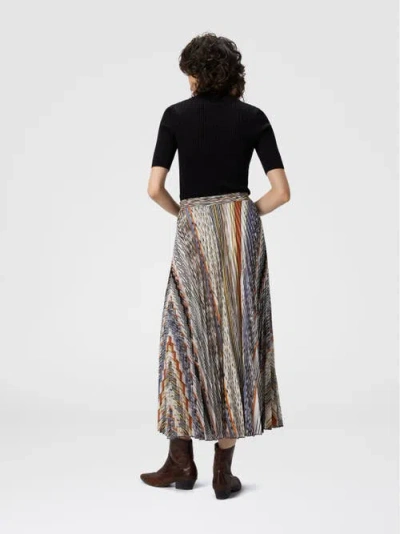 Missoni Womens Multicolor Tones Pleated Graphic-pattern Knit Midi Skirt